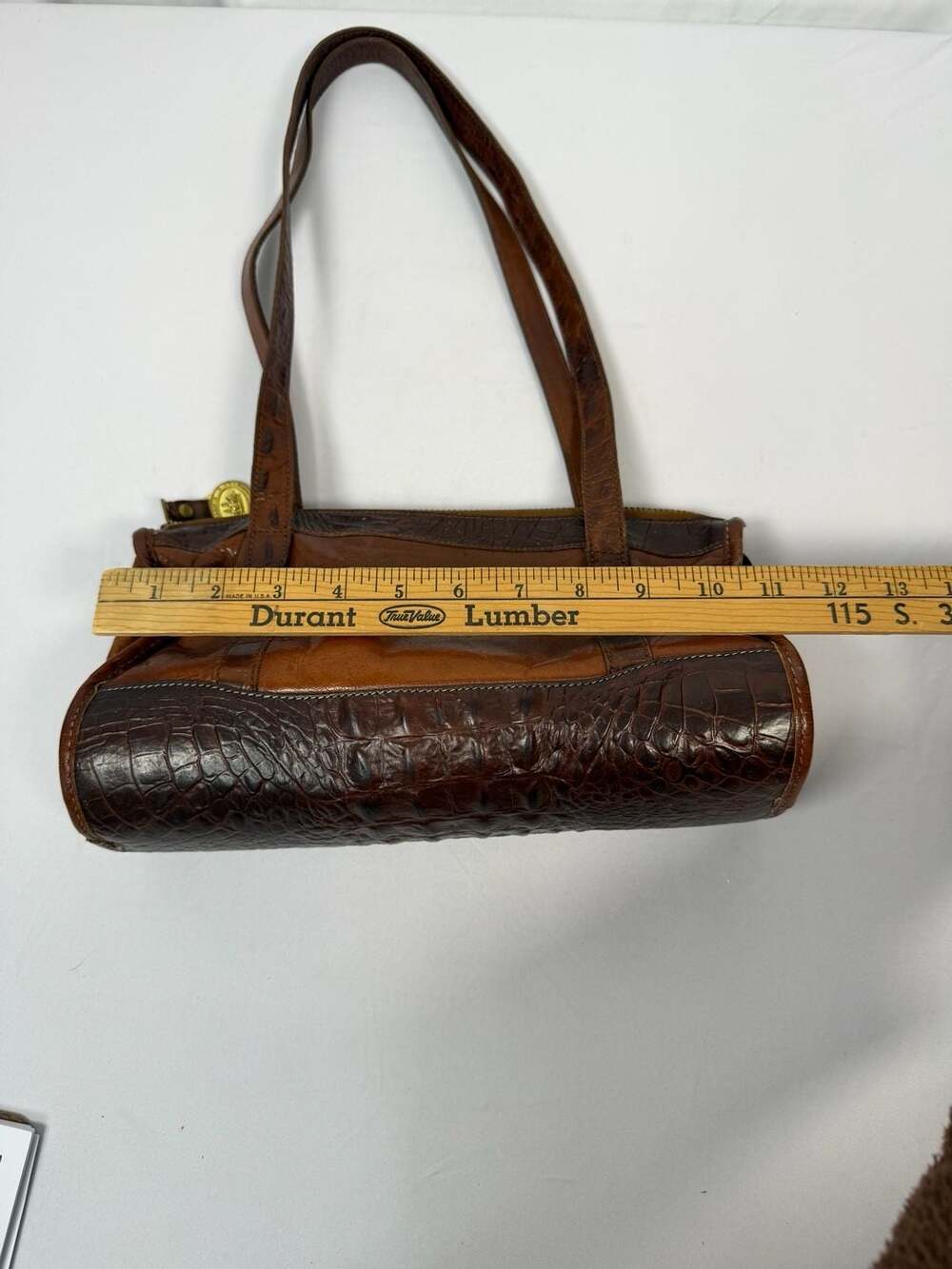 Brahmin Vintage Brown Leather Croco Embossed Shoulder Bag - Picture 7 of 8